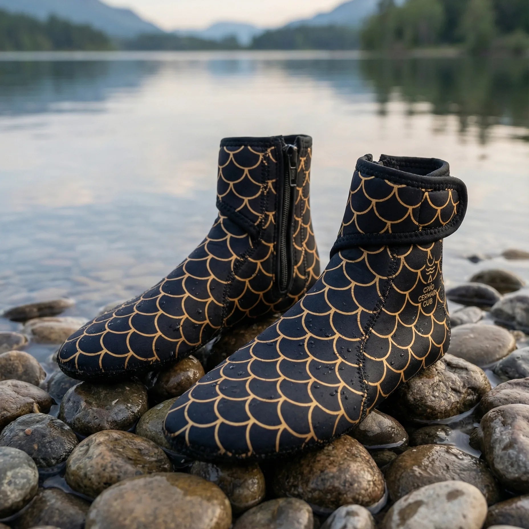 PRE ORDER - Neoprene Swim Socks: Black Scale