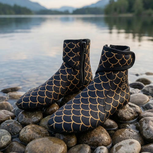 Neoprene Swim Socks: Black Scale - PRE ORDER