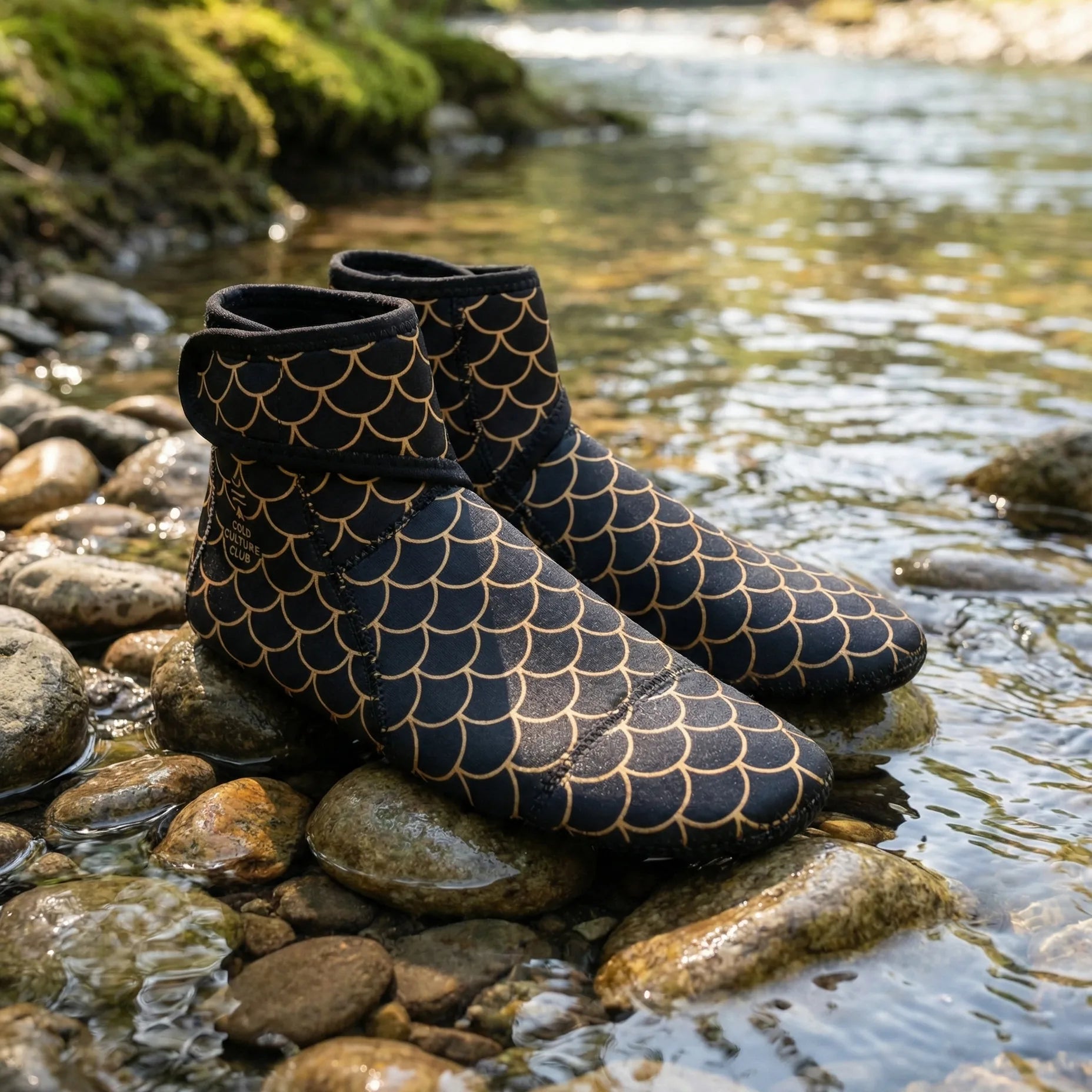 Neoprene Swim Socks: Black Scale - PRE ORDER