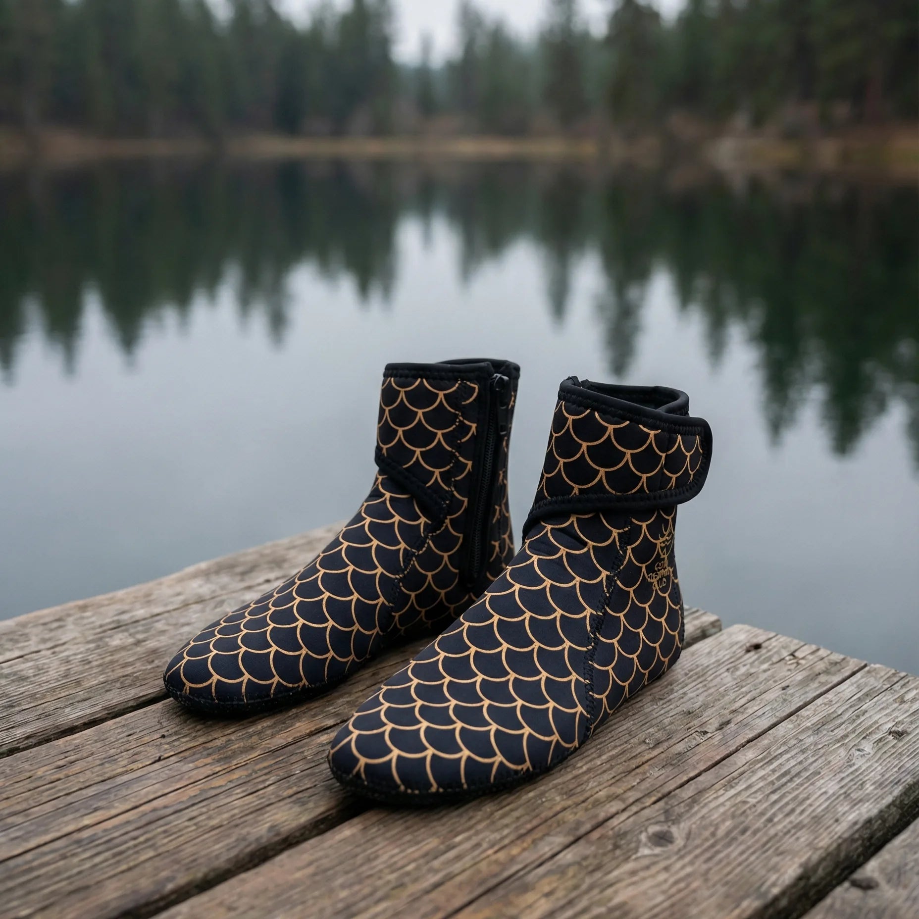 Neoprene Swim Socks: Black Scale - PRE ORDER