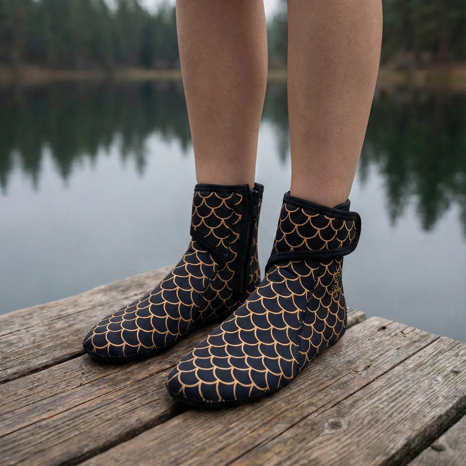 Neoprene Swim Socks: Black Scale - PRE ORDER