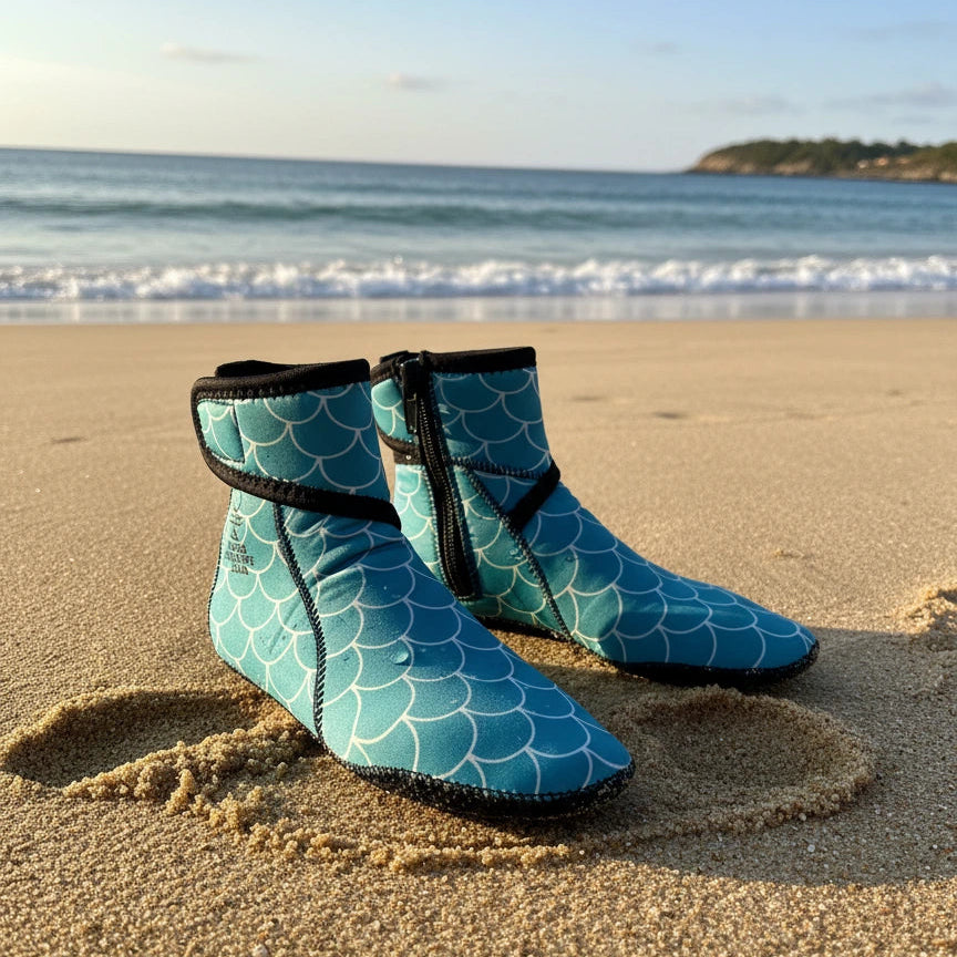 Neoprene Swim Socks: Teal Mermaid Scale