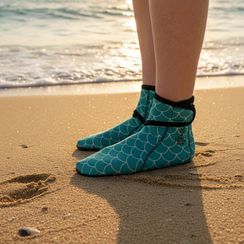 Neoprene Swim Socks: Teal Mermaid Scale