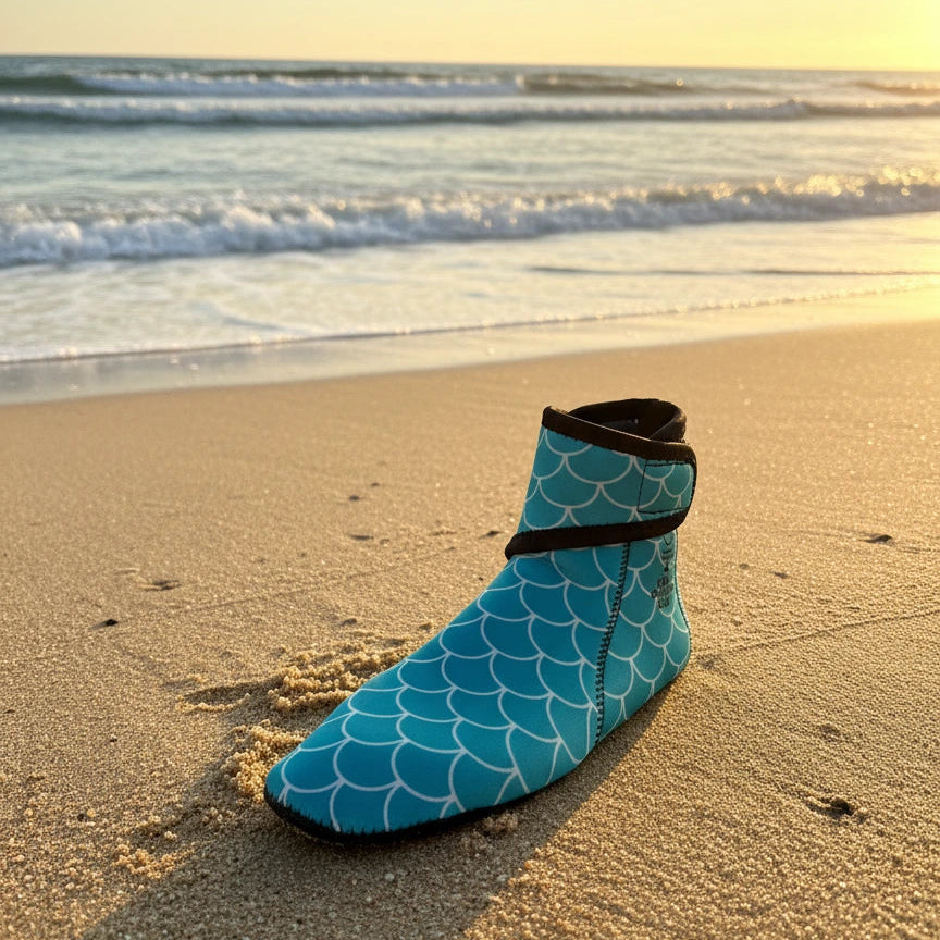 Neoprene Swim Socks: Teal Mermaid Scale