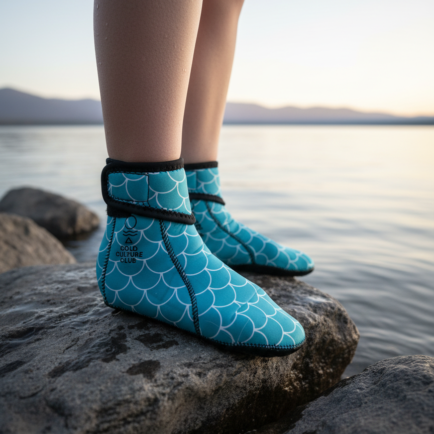 Teal Mermaid Scale neoprene swim socks